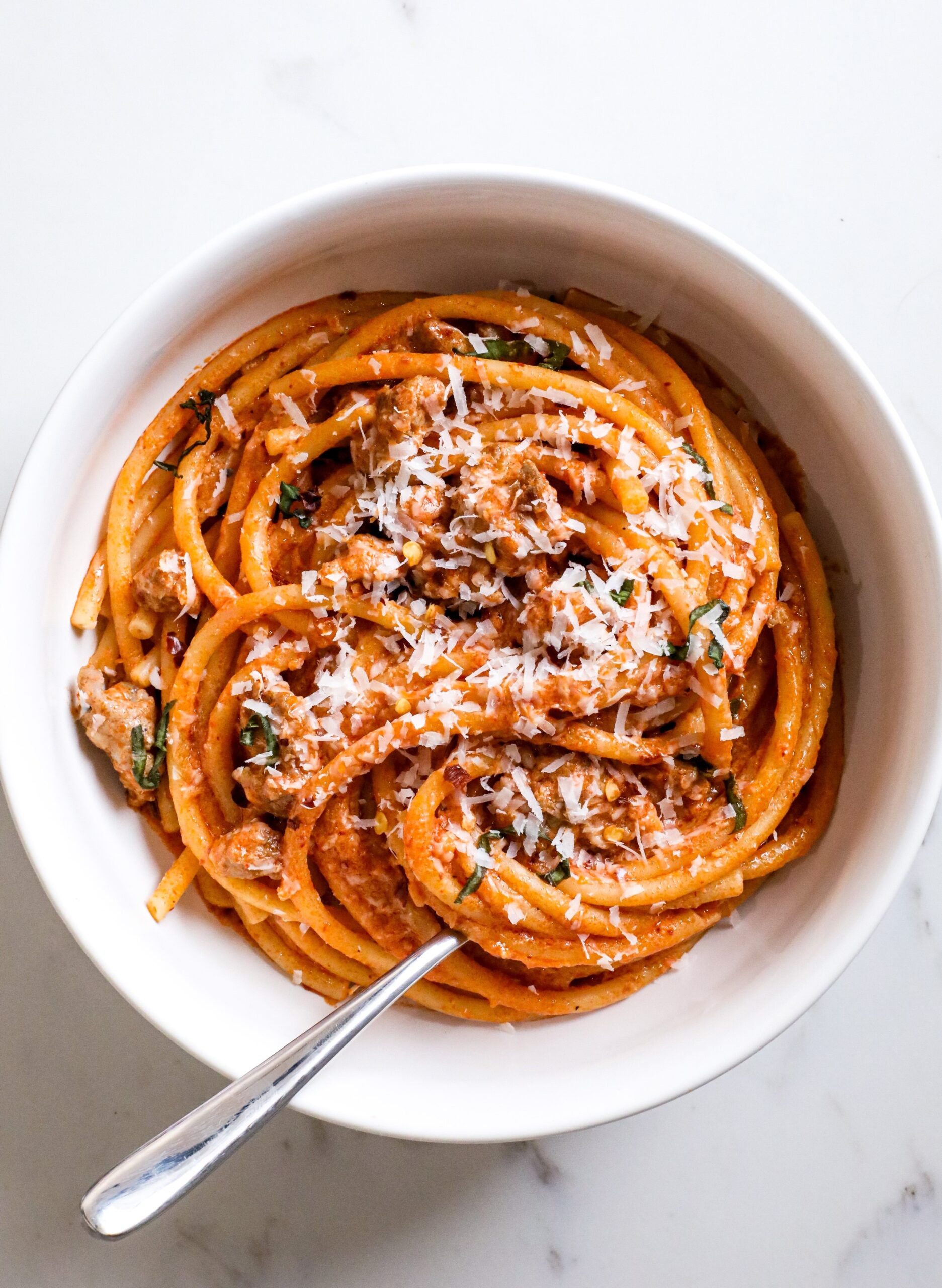 spicy vodka pasta with sausage