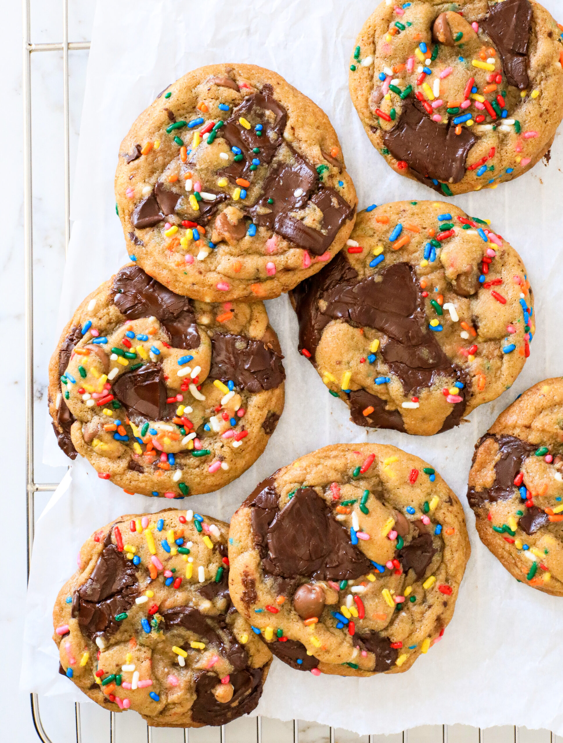 browned butter dark chocolate chunk funfetti cookies