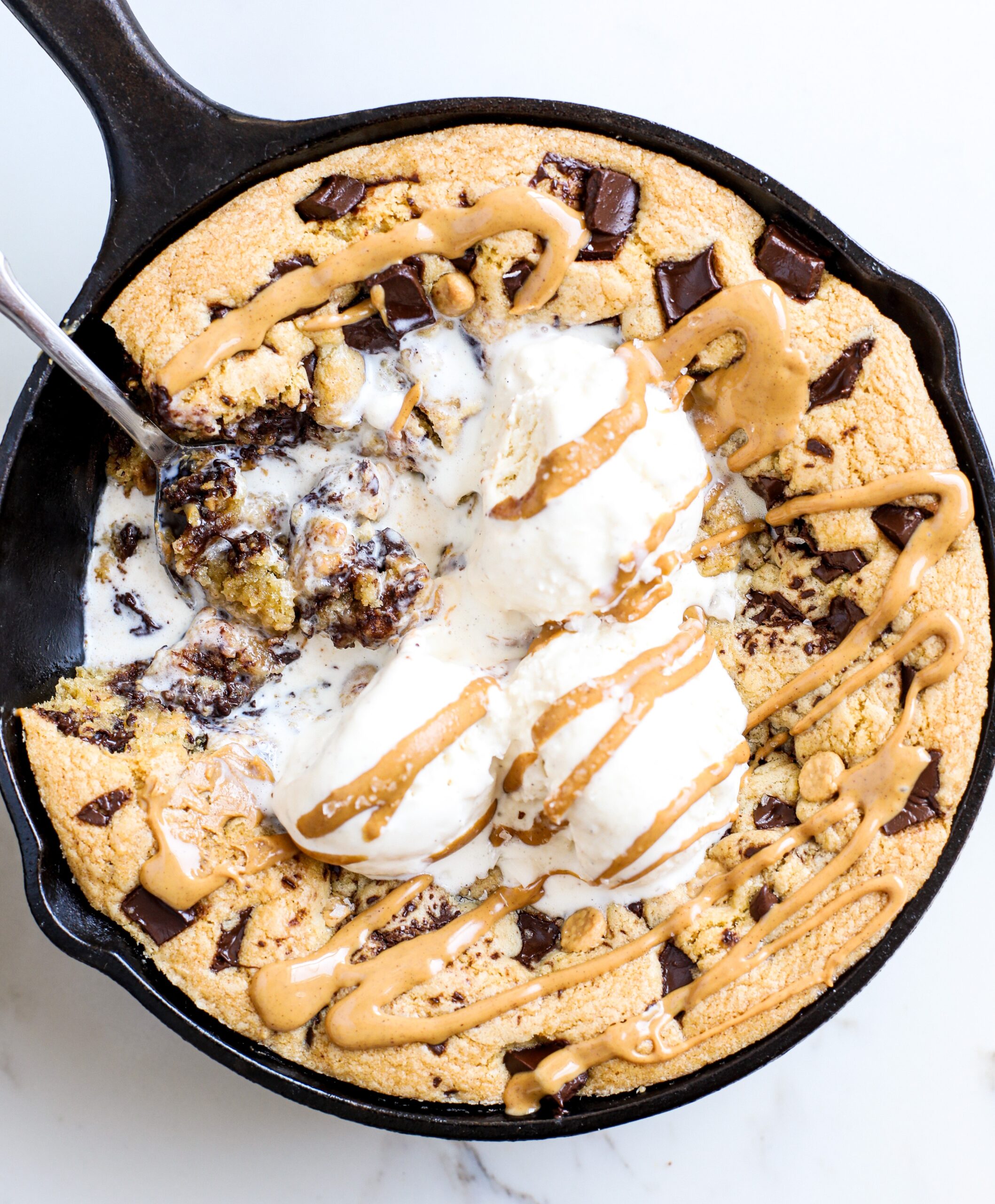 Chocolate Chip Peanut Butter Skillet Cookie